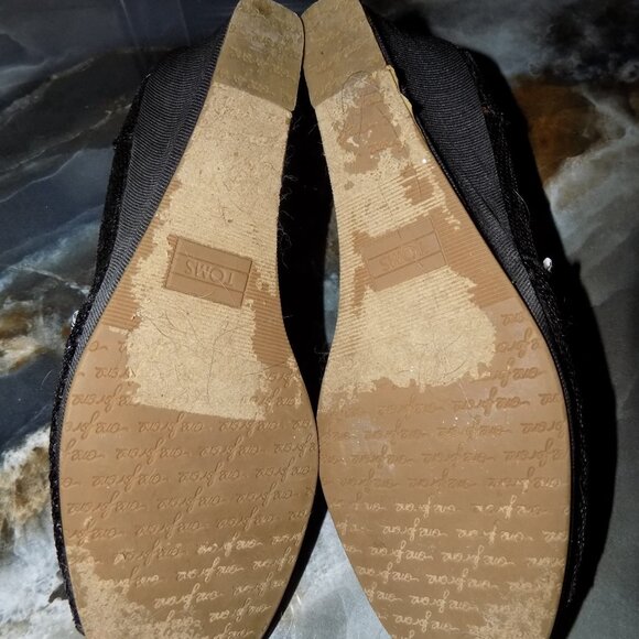 Toms Sequin Michelle Wedge Sandal Heels Black Heel Size 11 Women's - Picture 5 of 5